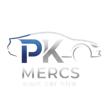 Logo of PK Mercs event car hire with a stylized car silhouette